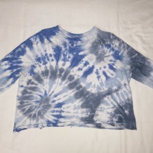 Blue Tie Dye Light Cropped Sweatshirt